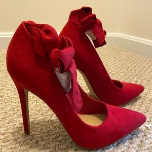 Red Suede Pumps